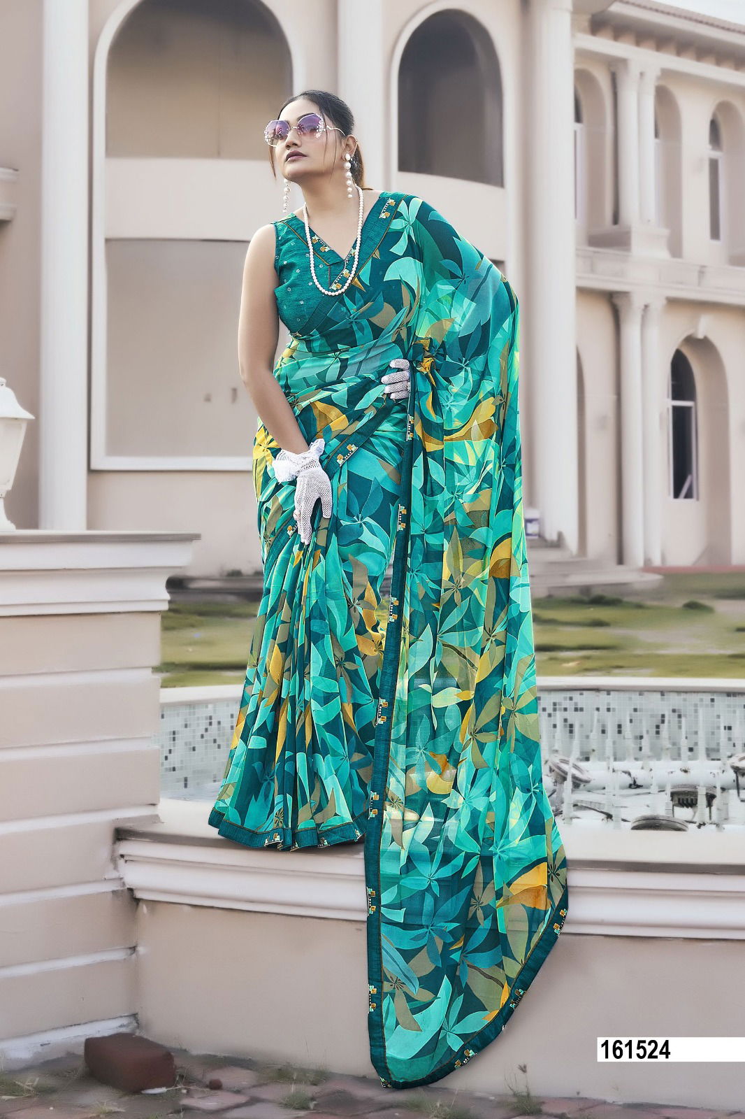 Chhanchhan By Vallabhi Georgette Abstract Printed Saree Wholesale In India